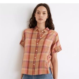 MADEWELL DAILY SHIRT IN NEON MADRAS PLAID SZ MEDIUM